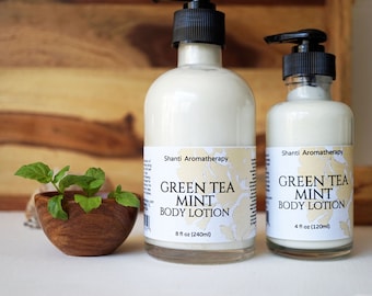 Green Tea Mint Body Lotion - all natural moisturizer, vegan skin care, dry skin care