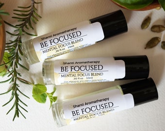 Be Focused Roll On -  Aromatherapy Roll On for Concentration - Focus - Energy - Invigorating - Rosemary black pepper Elemi