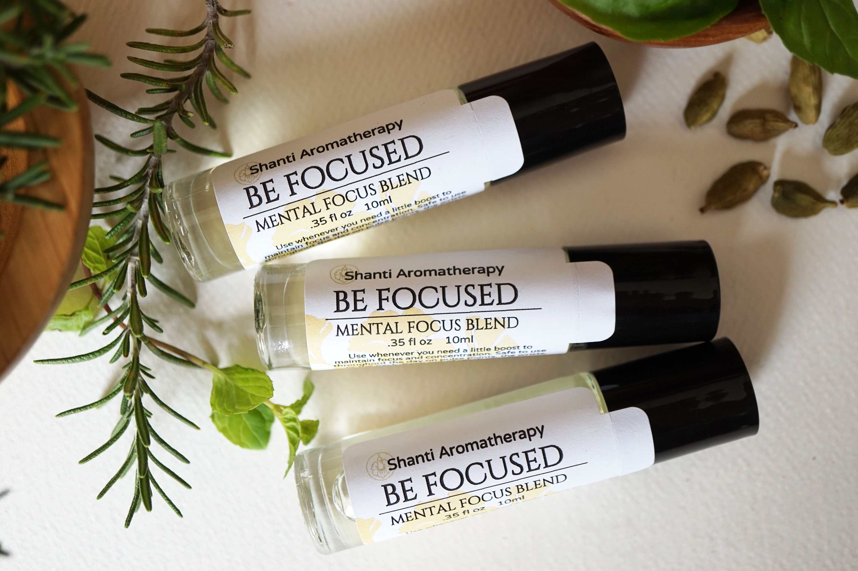 Be Focused Roll On - Aromatherapy Roll On for Concentration - Focus - Energy - Invigorating - Rosemary black pepper Elemi