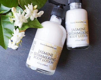 Jasmine Shimmering Body Lotion - Shimering Mica All Natural Body Lotion 4oz or 8oz - Gift for Women