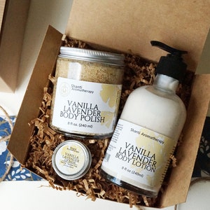 All Natural Gift Set Vanilla Lavender Self Care Gift Care Package Gifts For Mom, Gifts for Women, Office Gift image 5