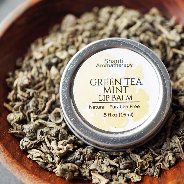 Green Tea and Mint Lip Balm - All Natural Lip Balm - Organic - Vegan Lip Balm - Plastic Free Skin Care