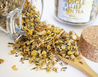 Muscle Relief Bath Tea - Organic - All Natural Bath Soak - Arnica, Eucalyptus, Peppermint, Lavender