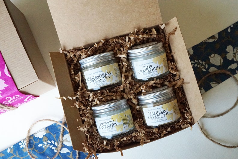 Salt and Sugar Scrub Gift Box Self Care Spa Gifts Skin Care Exfoliation Dry Skin Gift for Women Girlfriend Gift image 3