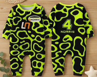 Lando Norris 4 baby suit- Lando Norris bodysuit- Lando Norris babysuit for little Lando Norris Fan- Lando 4 baby suit- F1 birthday gift suit