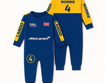 Lando Norris 4 baby suit- Lando Norris bodysuit- Lando Norris babysuit for little Lando Norris Fan- Lando 4 baby suit- F1 birthday gift suit