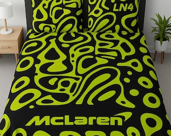 Sábana Lando Norris 4 con 4 almohadas, sábana Lando Norris 4 para fans de la F1, regalo de Navidad, regalo de cumpleaños (Fórmula 1), regalo LN4
