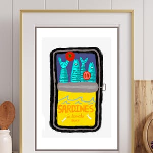 Sardines Print Sardines Tin Poster Sardines Wall Art Sardines Digital Art Print Sardines Kitchen Art