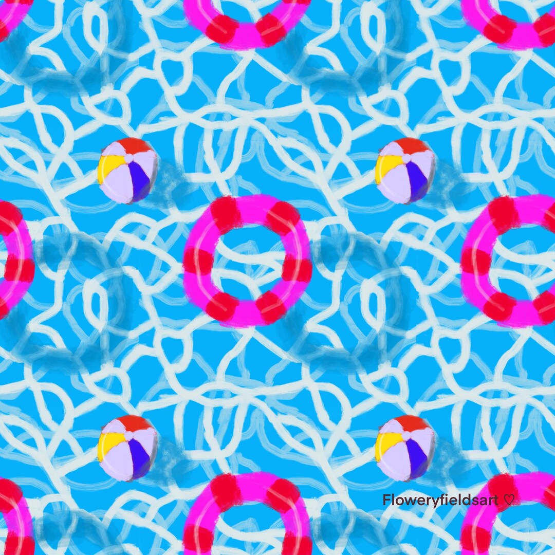 In the Pool Seamless Digital Pattern - Etsy
