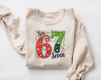 Six Seven Hand Sign Christmas Santa Claus Sweatshirt, 6 7 Christmas Shirt, 67 Meme Christmas Sweatshirt, Six Seven Christmas T Shirt