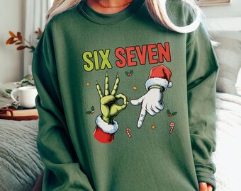 Six Seven Hand Sign Christmas Santa Claus Sweatshirt, 6 7 Christmas Shirt, 67 Meme Christmas Sweatshirt, Six Seven Christmas T Shirt