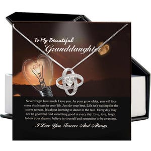 To My Granddaughter Necklace, Gift for Granddaughter from Grandpa and Grandma with Gift Box and Message Card