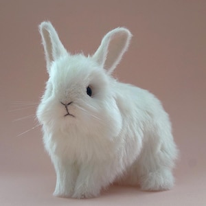 Handmade cute bunny, realistic rabbit toy, plush art doll
