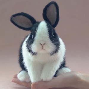 Realistic bunny toy, poseable plush rabbit, handmade stuffed animal