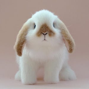 Handmade cute bunny, realistic rabbit toy, plush art doll