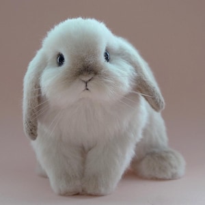 Realistic bunny toy, poseable plush rabbit, handmade stuffed animal