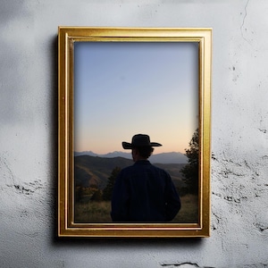 Montana Sunset Cowboy Silhouette – Western Wall Art Digital Print