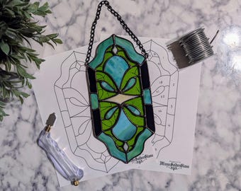 Abstract Framed Nouveau, Stained Glass Pattern, Suncatcher PDF/PNG Digital Download