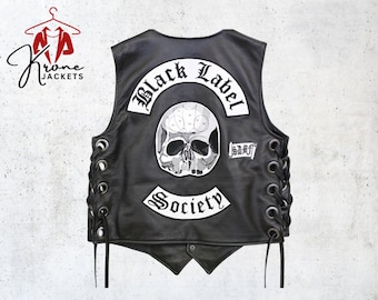 Premium Zakk Wylde BLS Vest – Black Label Society Biker Leather Jacket with Club Patches for Men Rock Style