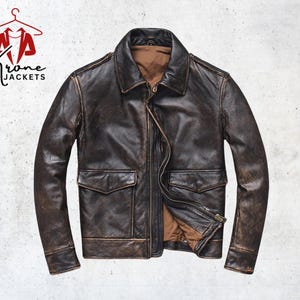 Ultimative A2 Fliegerjacke - Brauner Distressed Leder Air Force Bomber Fliegermantel für Herren | Vintage Pilot Stil