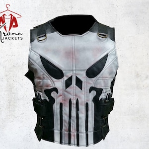 Premium Punisher Vest – Jon Bernthal Season 2 Frank Castle Black Leather Cosplay Costume for Men | Tactical Style