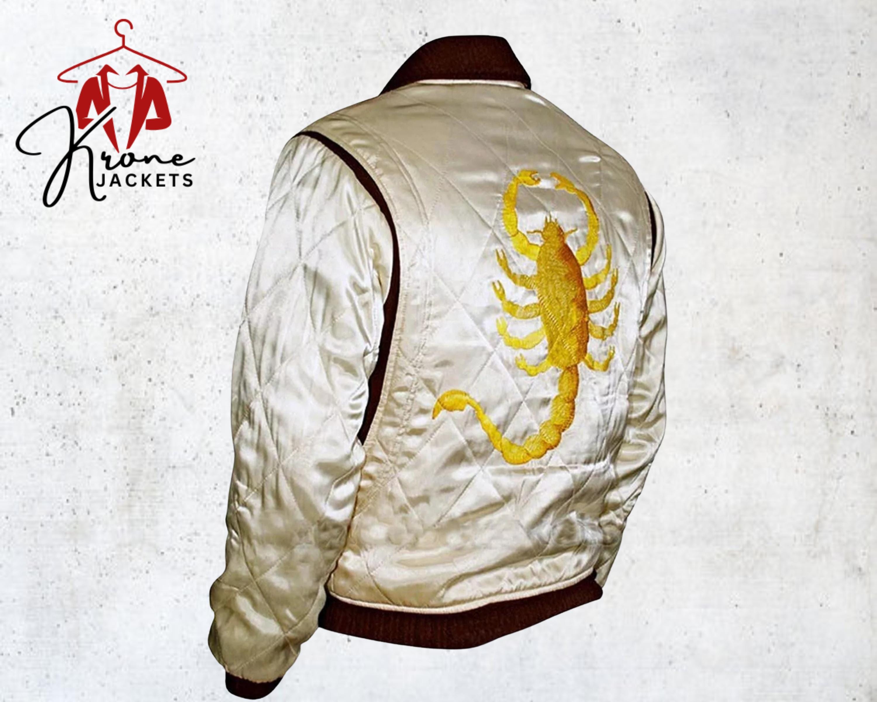 Premium Drive Jacket – Ryan Gosling Slim Fit Scorpion Bomber