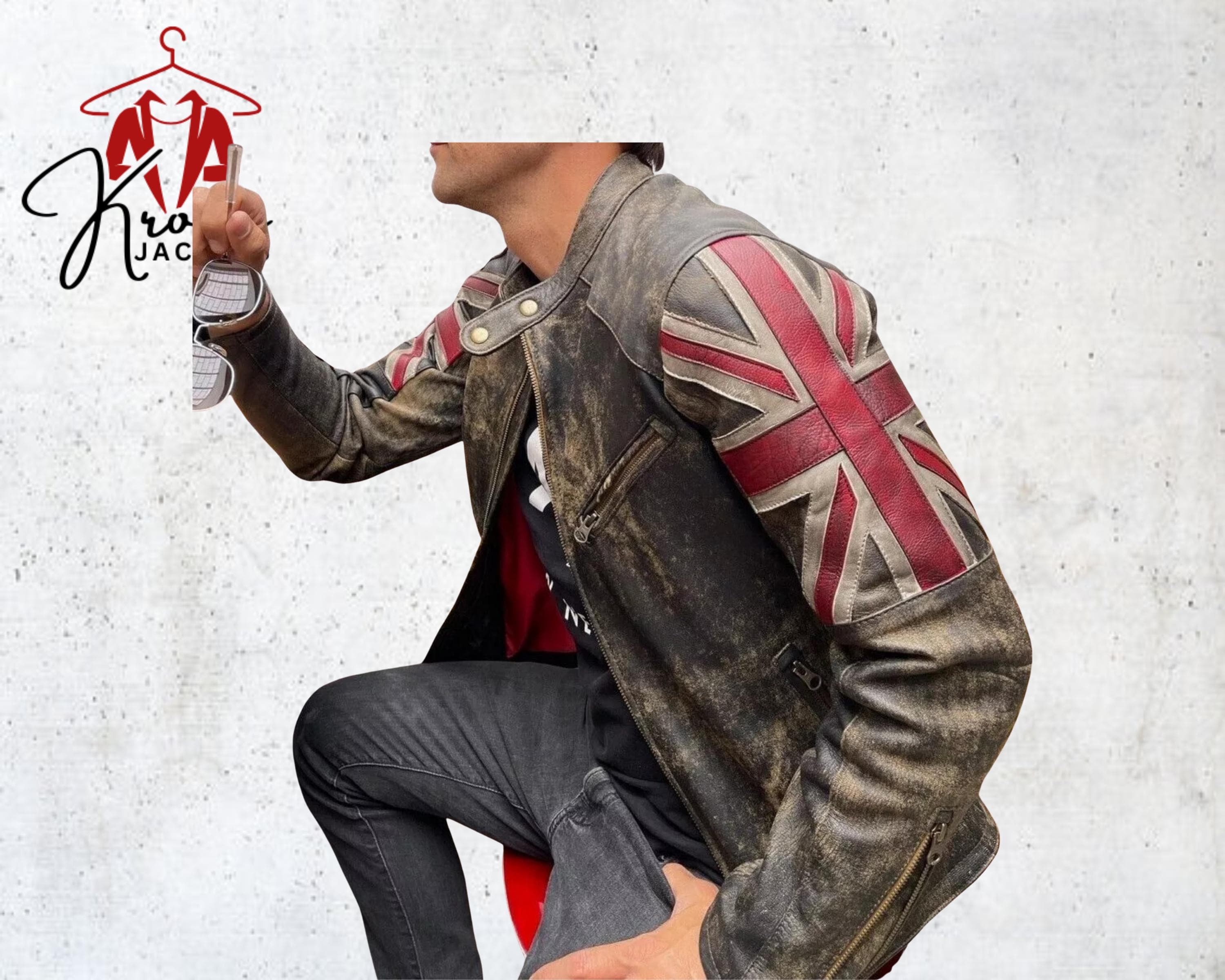 Union Jack Leather Coat - Etsy