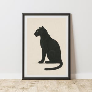 Black Panther Boho Wall Art Print • Minimalist Digital Animal Art Print • Modern Living Room Decor • Jungle Cat Poster • Printable Wall Art