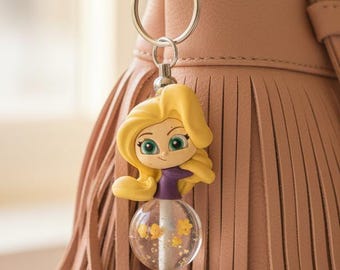Rapunzel Keychain – Tangled Character Bag Charm, Princess Key Ring, Backpack Charm, Gift