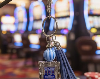 Lucky slotmachine-sleutelhanger, Vegas Casino-bedel, sleutelhanger voor gokken