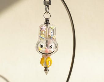 Pastel Bunny Shaker Charm, Kawaii Backpack Accessory
