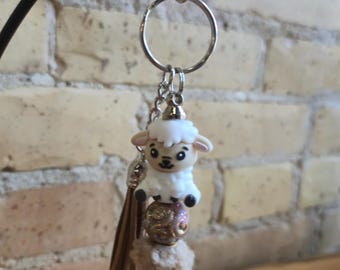 Boho Lamb Keychain: Sheep Charm with Tassel Accent