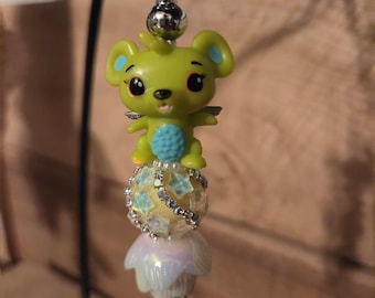 Lime Green Mouse Beaded Tassel - Bag, Purse, and Backpack Charm, Keychain or Zipper Pull