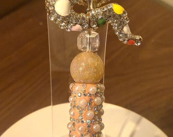 Crystal Snake Pen – Handmade Beaded Ballpoint, Unique Desk Accessory