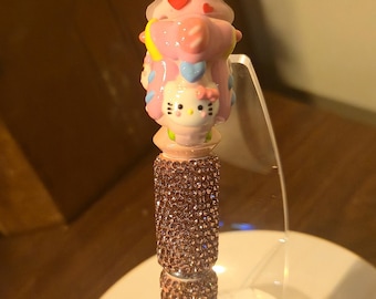 Kawaii Pink Kitty Scooter Pen – Rose Gold Glitter Ballpoint, Desk Accessory