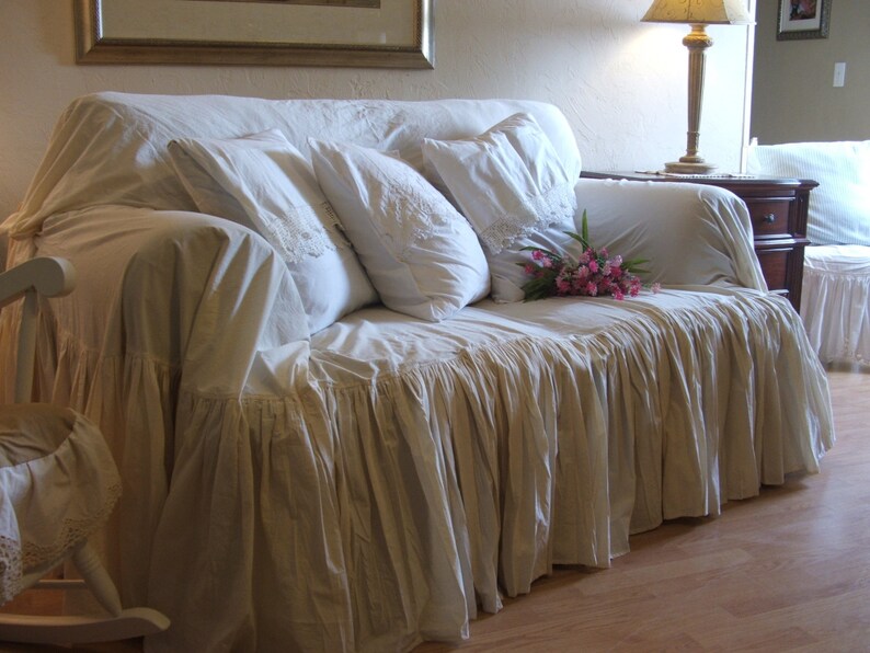 Shabby chic couch slipcover throw Etsy