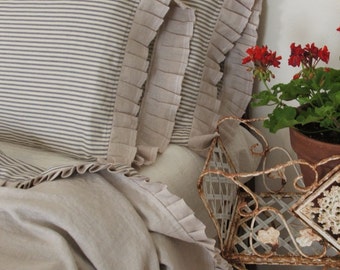 linen and ticking bed runner