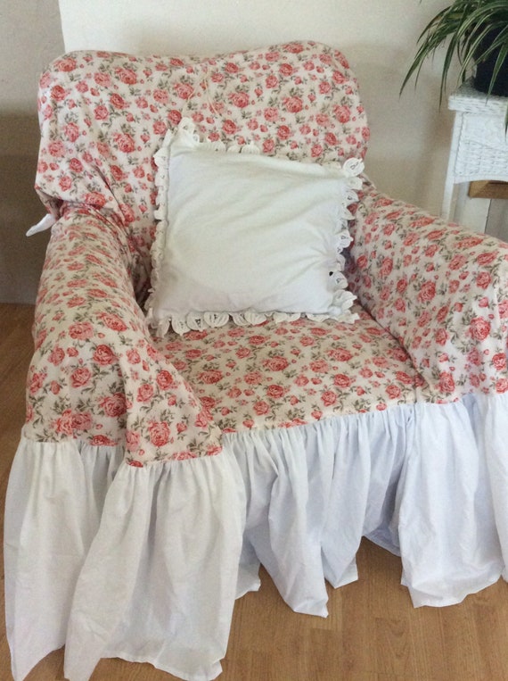 Chair Slipcover Ruffled Slipcover Sofa Slipcover Couch Slipcover Shabby Chic Decor Cottage Decor Rose Print Slipcover Shabby Chic Slipco Chair Slipcover Ruffled Slipcover Sofa Slipcover Couch Slipcover Shabby Chic Decor Cottage Decor Rose Print Slipcover Shabby Chic Slipco