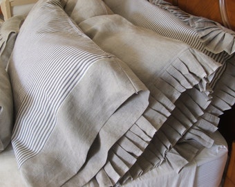Linen Pillowcases/natural linen/ ruffled pillowcase?shabby chic decor/cottage decor/farmhouse decor/country french