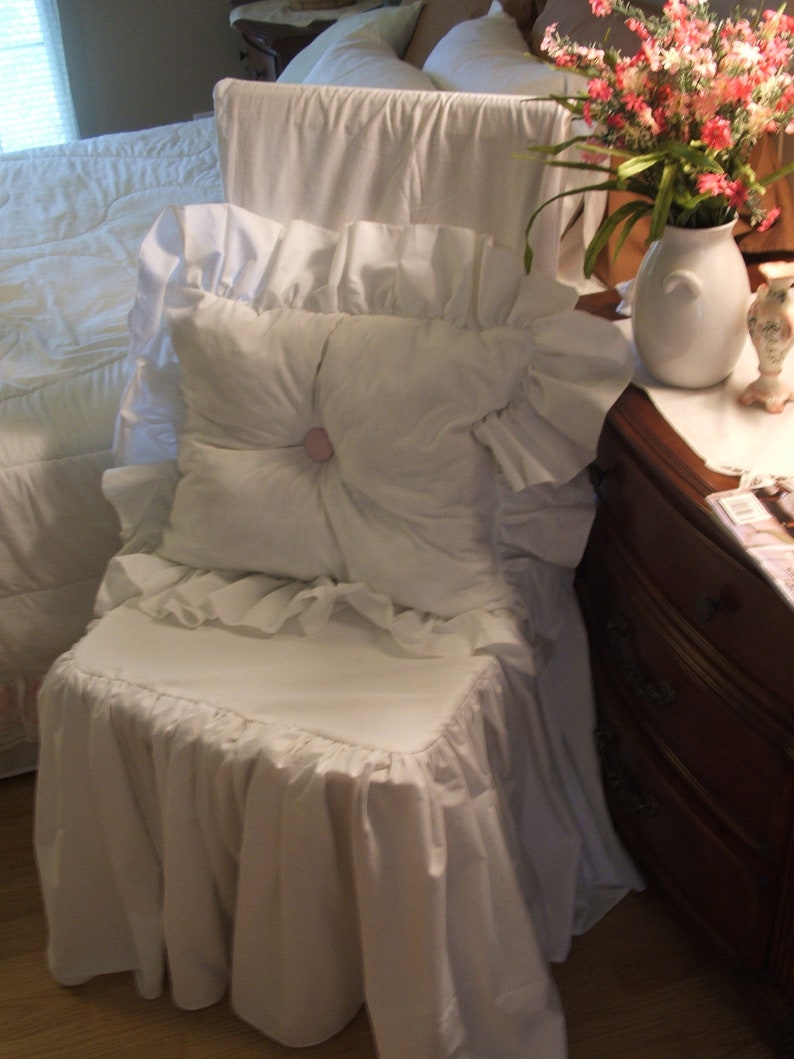 Shabby chic chair slipcover white chair Slipcover shabby chic Etsy