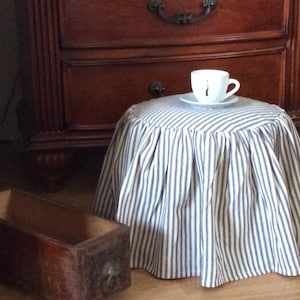 Footstool slipcover /ruffled/slipcover/shabby decor /cottage decor/ farm house decor/ barstool / ottoman slipcover