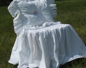shabby chic chair slipcover white chair Slipcover shabby chic chair ruffled slipcover  cottage decor farm house decor
