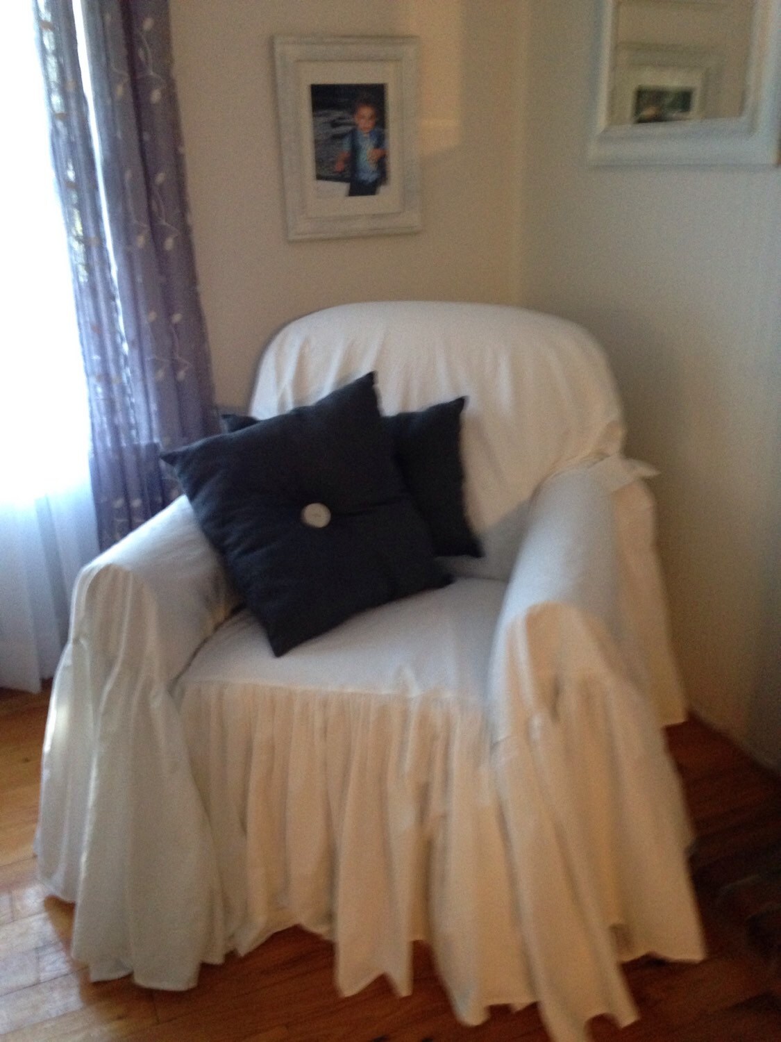 Chair slipcover/ruffled slipcover/white slipcover/slipcover Etsy