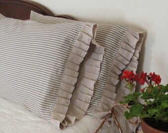 country French linen and ticking pillowcases