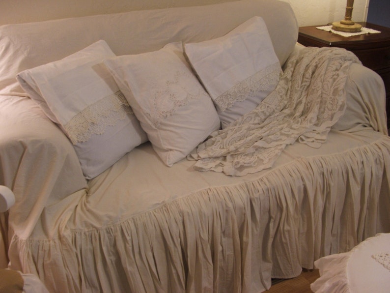 Shabby chic couch slipcover throw Etsy