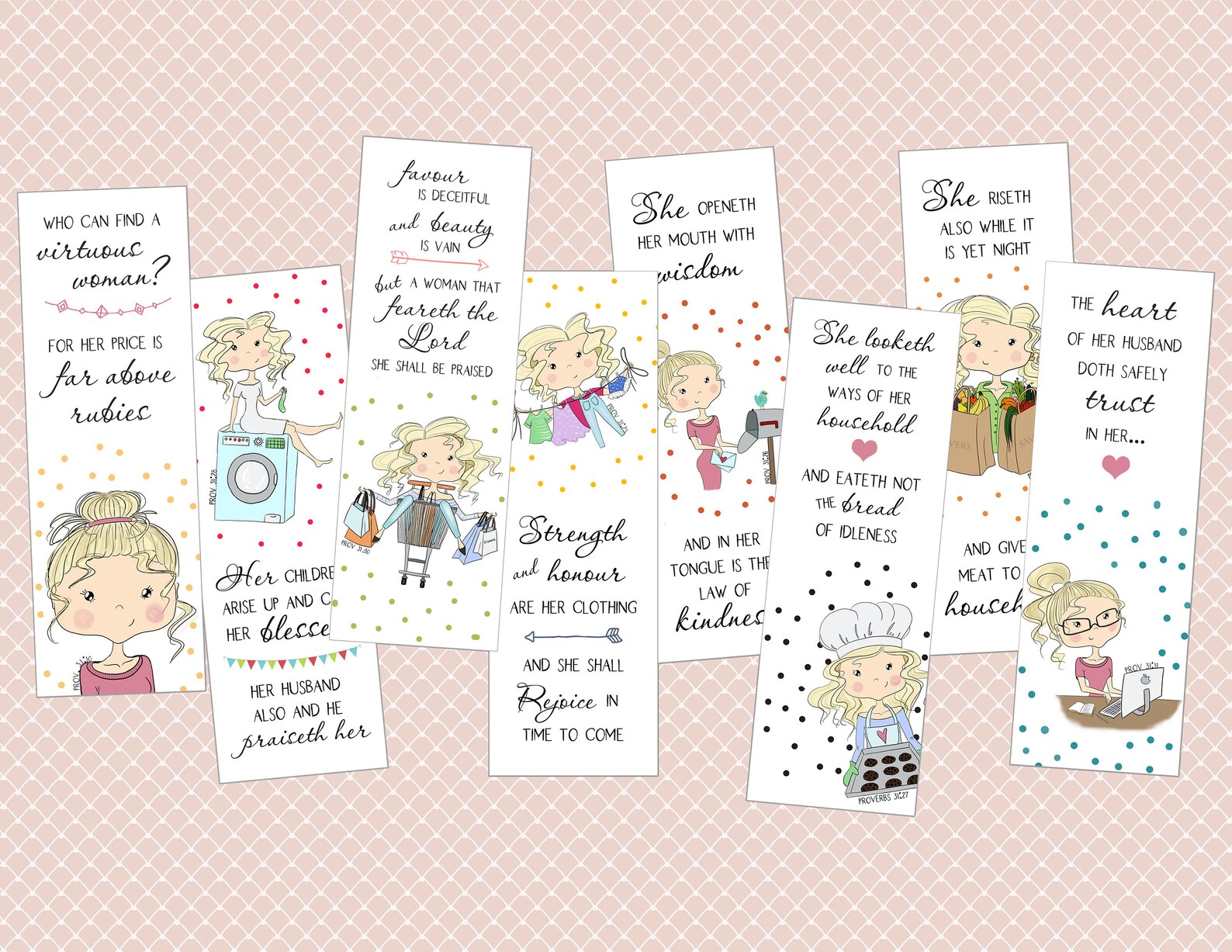 Proverbs 31 Virtuous Woman Bookmarks Instant Download - Etsy