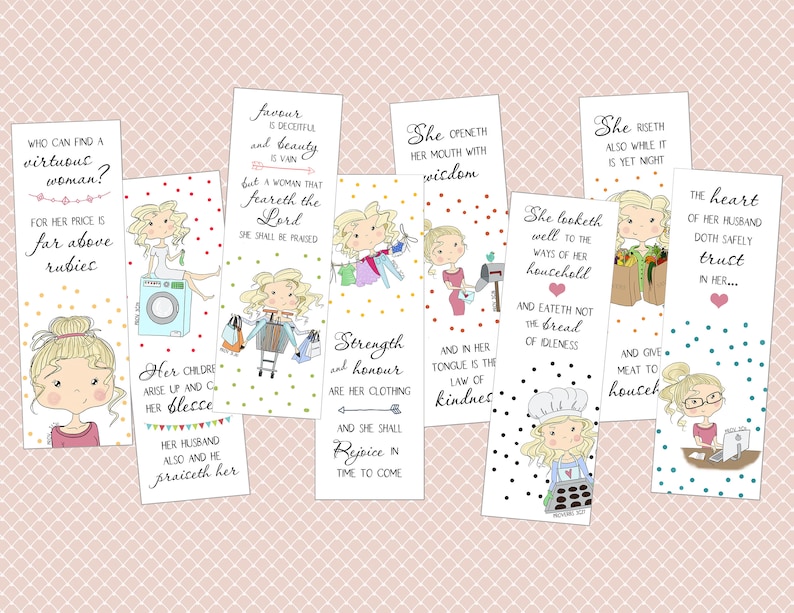 Proverbs 31 Virtuous Woman Bookmarks Instant Download - Etsy