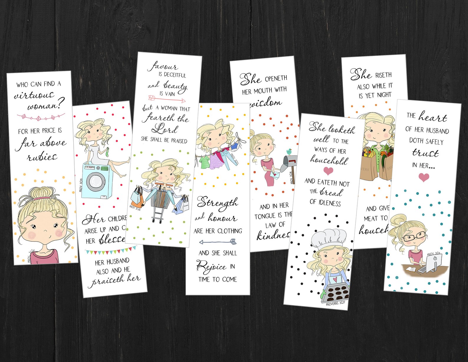 Proverbs 31 Virtuous Woman Bookmarks Instant Download - Etsy