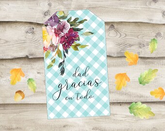 Spanish Floral Give Thanks Tags