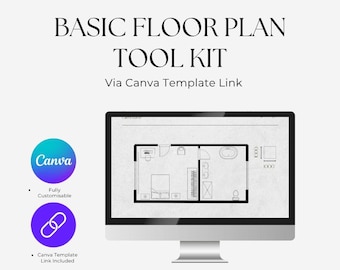 Interior Design Floor Plan Kit, Scaled Canva Template
